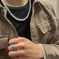 Massiv Fyrkantig Kejsarlänk Silver - Halsband 7,5 mm