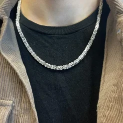 Massiv Fyrkantig Kejsarlänk Silver - Halsband 5 mm