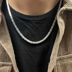 Massiv Fyrkantig Kejsarlänk Silver - Halsband 4 mm