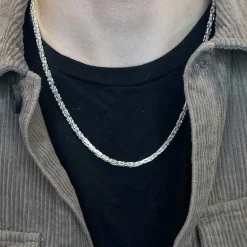 Massiv Fyrkantig Kejsarlänk Silver - Halsband 3,5 mm