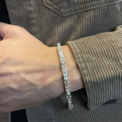 Massiv Fyrkantig Kejsarlänk Silver - Armband 5 mm