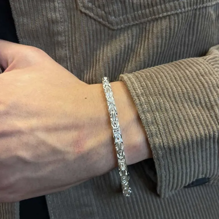 Massiv Fyrkantig Kejsarlänk Silver - Armband 5 mm