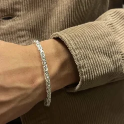 Massiv Fyrkantig Kejsarlänk Silver - Armband 4 mm