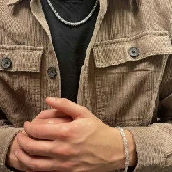 Massiv Fyrkantig Kejsarlänk Silver - Halsband 4 mm