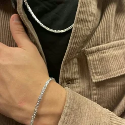 Massiv Fyrkantig Kejsarlänk Silver - Halsband 3,5 mm