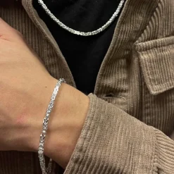 Massiv Fyrkantig Kejsarlänk Silver - Armband 3,5 mm
