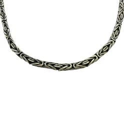 Massiv Rund Kejsarlänk Oxiderat Silver - Halsband 4 mm
