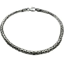 Massiv Rund Kejsarlänk Oxiderat Silver - Armband 3 mm