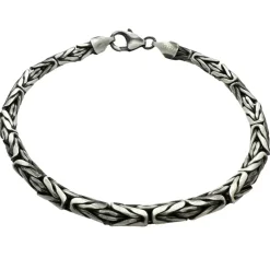 Massiv Rund Kejsarlänk Oxiderat Silver - Armband 4 mm