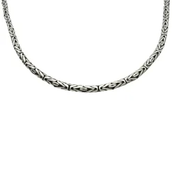 Massiv Rund Kejsarlänk Oxiderat Silver - Halsband 3 mm