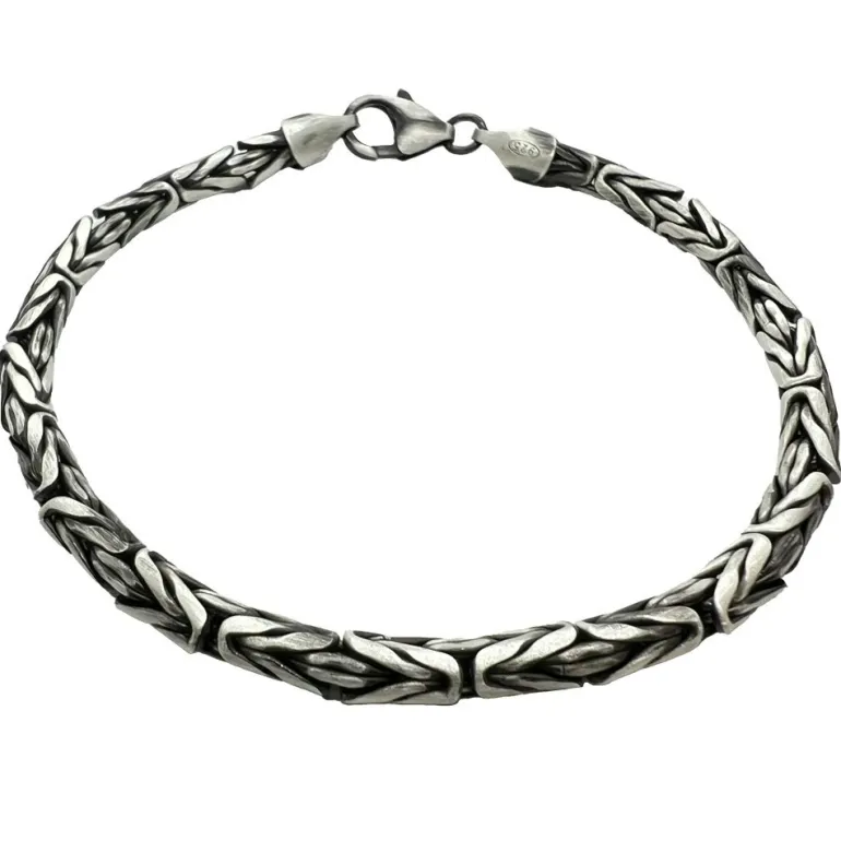 Massiv Rund Kejsarlänk Oxiderat Silver - Armband 4 mm