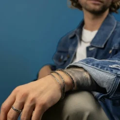 Massiv Rund Kejsarlänk Oxiderat Silver - Armband 3 mm