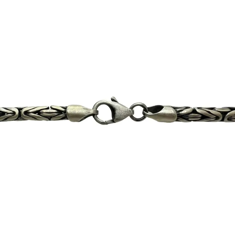 Massiv Rund Kejsarlänk Oxiderat Silver - Armband 4 mm