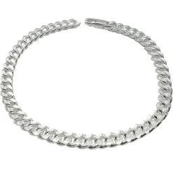 Pansarlänk Armband Ovalslipad Silver - 5 mm
