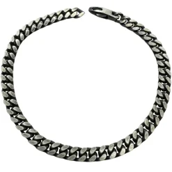 Pansarlänk Armband Ovalslipad - Oxiderat Silver - 5 mm