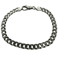 Pansarlänk Armband Oxiderat Silver - 6 mm