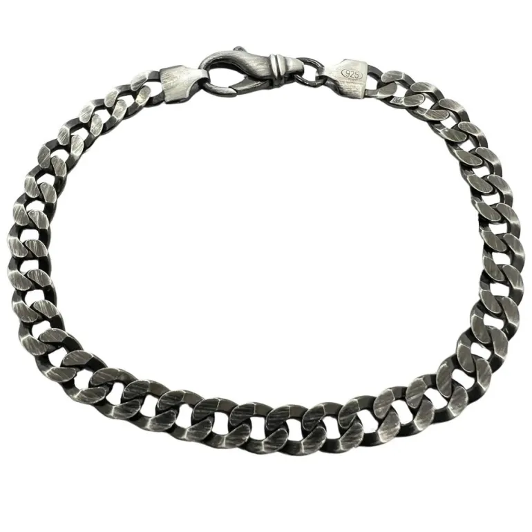 Pansarlänk Armband Oxiderat Silver - 6 mm