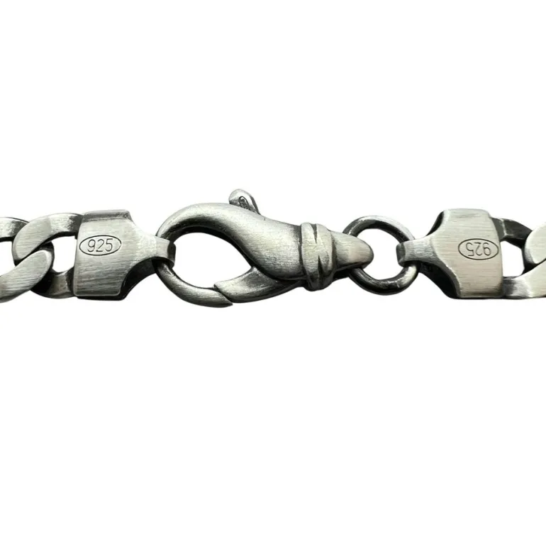 Pansarlänk Armband Oxiderat Silver - 6 mm