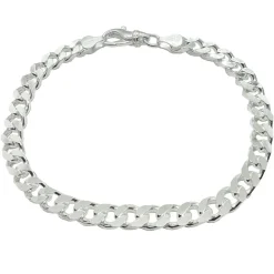 Pansarlänk Armband Silver - Slipad Fyra Sidor - 5,8 mm