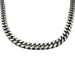 Pansarlänk Halsband Ovalslipad - Oxiderat Silver - 6,4 mm
