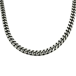 Pansarlänk Halsband Ovalslipad - Oxiderat Silver - 5,8 mm