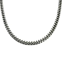 Pansarlänk Halsband Ovalslipad - Oxiderat Silver - 5 mm
