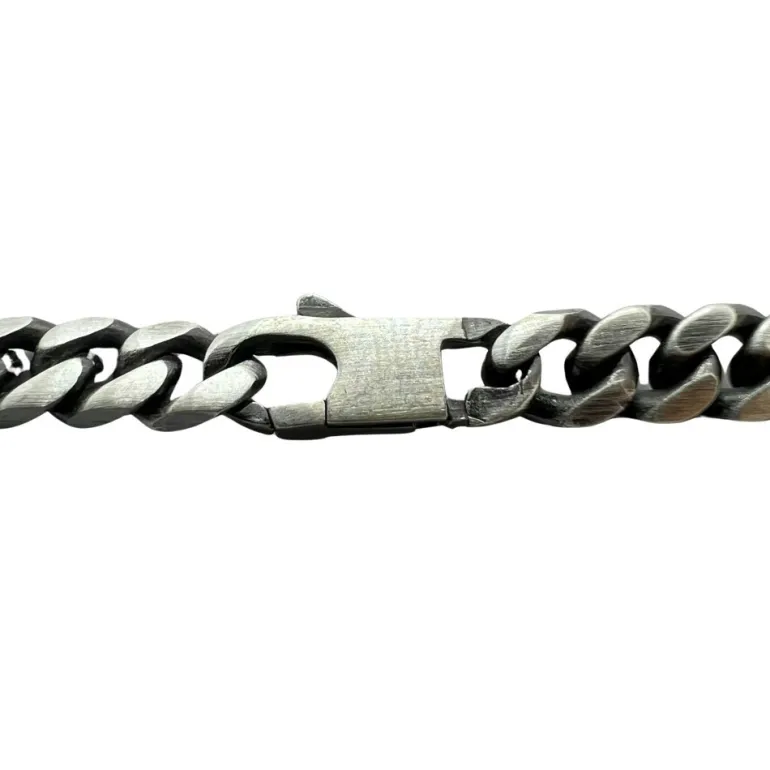 Pansarlänk Halsband Ovalslipad - Oxiderat Silver - 5,8 mm