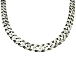 Pansarlänk Halsband Oxiderat Silver - 8 mm
