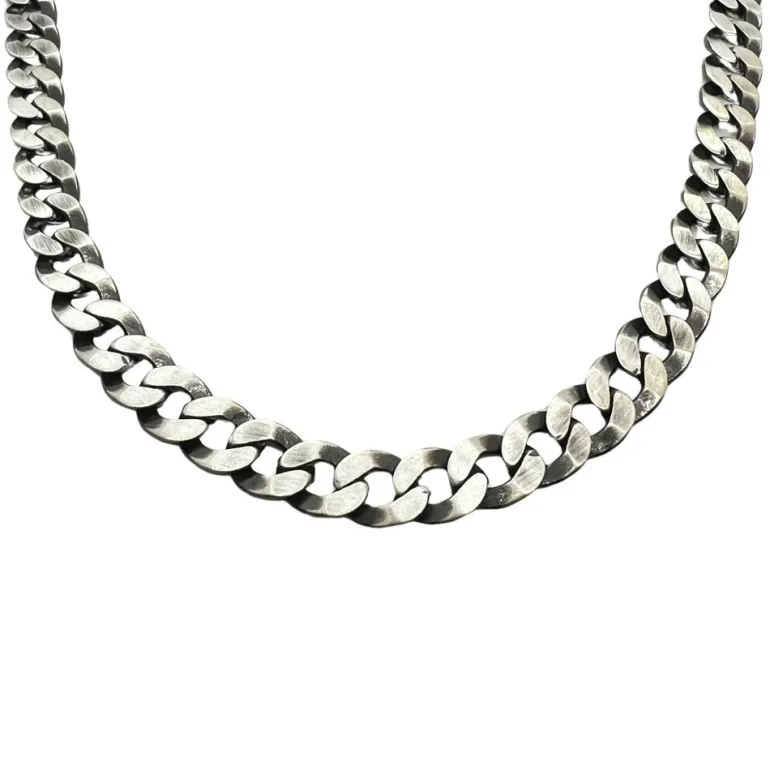 Pansarlänk Halsband Oxiderat Silver - 8 mm