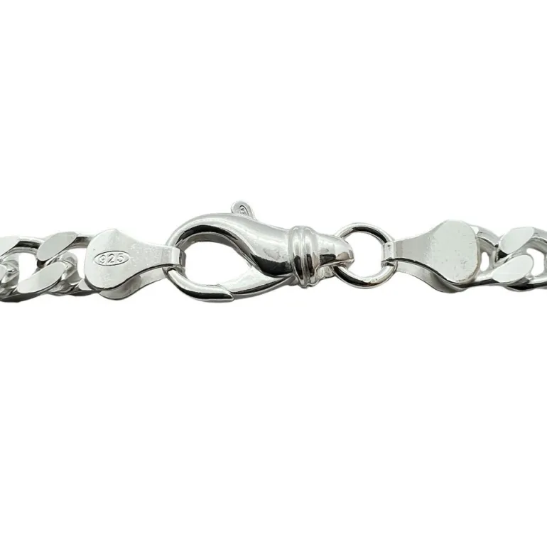 Pansarlänk Halsband Silver - Slipad Fyra Sidor - 5,8 mm