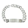 Pansarlänk med Gravyrplatta Armband Silver - 10 mm