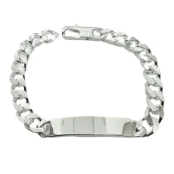 Pansarlänk med Gravyrplatta Armband Silver - 8 mm