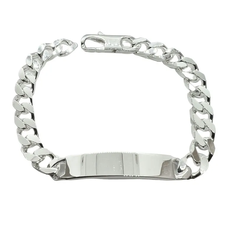 Pansarlänk med Gravyrplatta Armband Silver - 8 mm