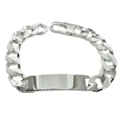 Pansarlänk med Gravyrplatta Armband Silver - 11 mm