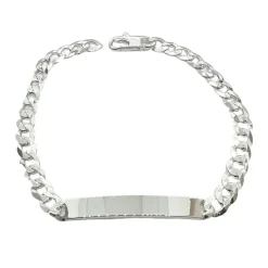 Pansarlänk med Gravyrplatta Armband Silver - 6 mm