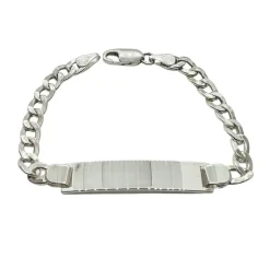 Pansarlänk med Gravyrplatta Armband Silver - 6 mm
