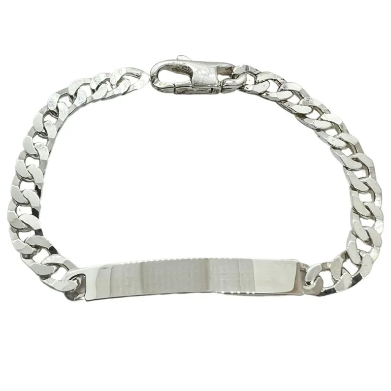 Pansarlänk med Gravyrplatta Armband Silver - 5,4 mm