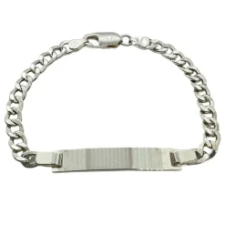 Pansarlänk med Gravyrplatta Armband Silver - 5 mm