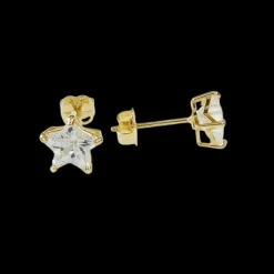 Örhänge med cz-sten stjärna i 18K guld - Flera storlekar