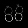 Örhängen Double Rings Svart/Rhodinerat Silver