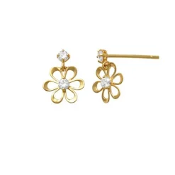 Örhängen Flower med cz-stenar 18K Guld