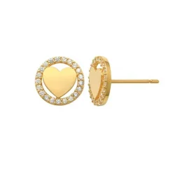 Örhängen Heart Circle med cz-stenar 18K Guld
