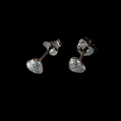 Örhängen Mini Heart Borstat Oxiderat Silver