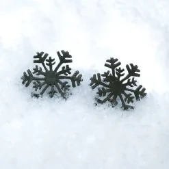 Örhängen Snowflake Svart Borstat Silver