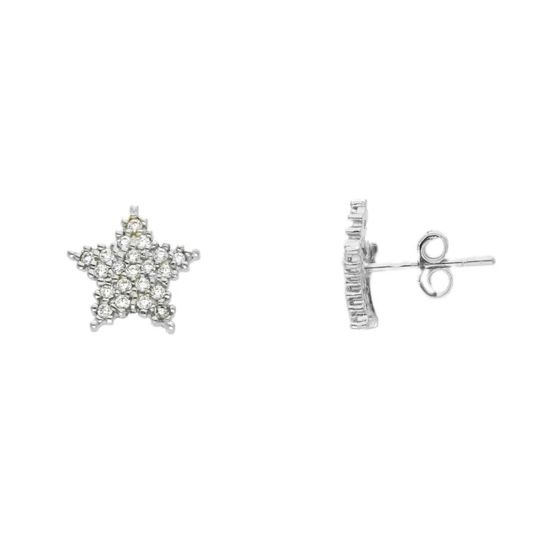 Örhängen Star med cz-stenar 18K vitguld