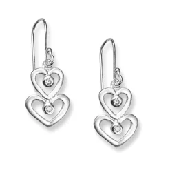 Örhängen Two Hearts Sparkling Silver