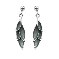 Örhängen Worn Leaves Oxiderat Silver