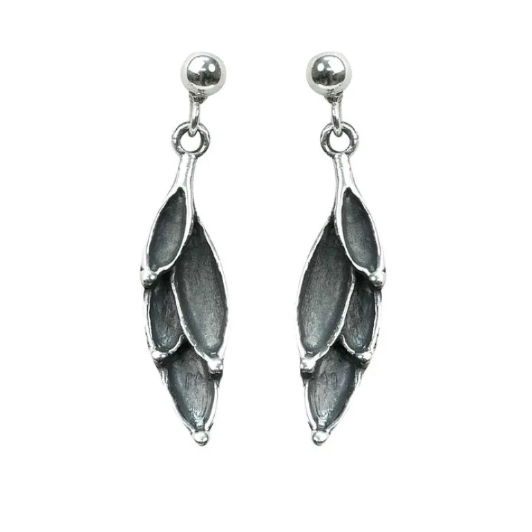 Örhängen Worn Leaves Oxiderat Silver