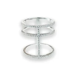 Ring 3 Lines Sparkling Silver