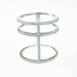 Ring 3 Lines Sparkling Silver